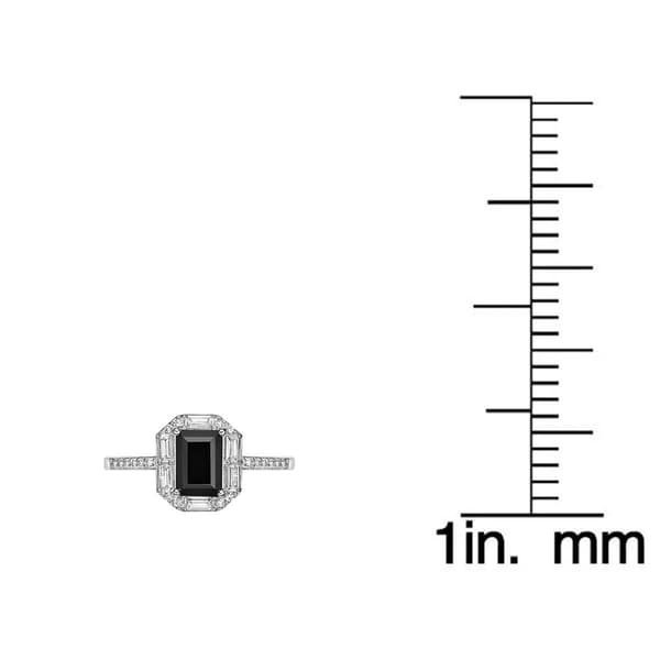Gemminded Sterling Silver Baguette Onyx & White Sapphire Ring