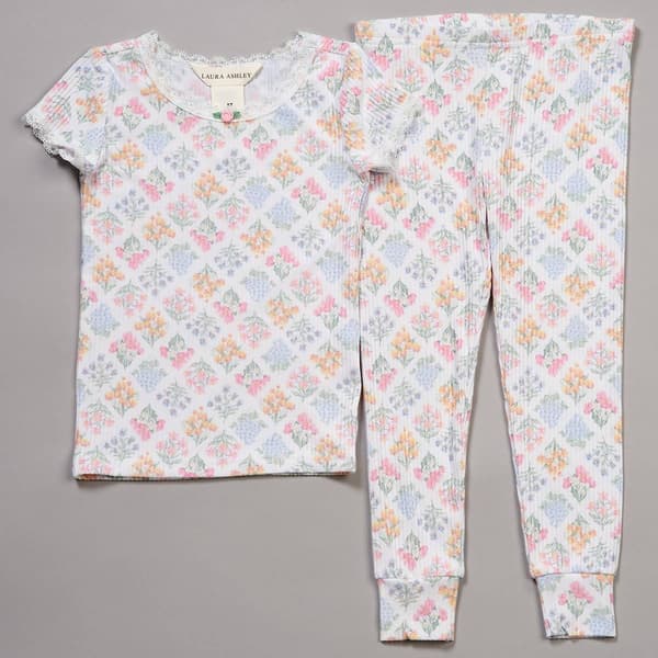 Toddler Girl Laura Ashley Short Sleeve Geo Bouquets Pajama Set - image 