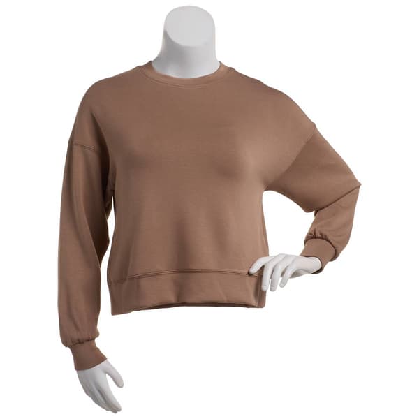 Womens Starting Point Long Sleeve Double Knit Scuba Crew Tee - image 