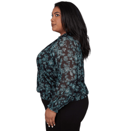 Plus Size Emaline Feminine Mystique Long Sleeve Floral Blouse