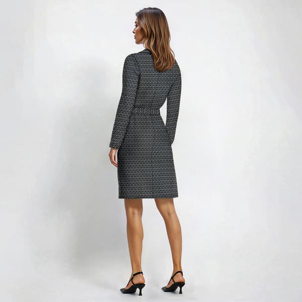 Womens Emma & Michele Long Sleeve Abstract Shirtdress w/ Belt