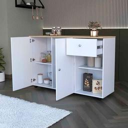 FM FURNITURE Chico White Kitchen Island