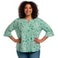 Plus Size Notations 3/4 Ruffle Sleeve Keyhole Neck Paisley Blouse - image 1