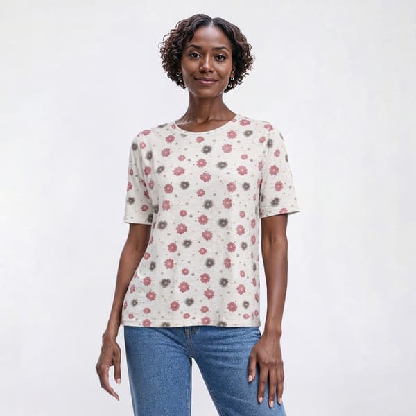 Petite Architect(R) Puff Elbow Sleeve Ditsy Floral Tee - image 