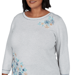 Plus Size Alfred Dunner Ann Arbor Floral Embroidered Sweater