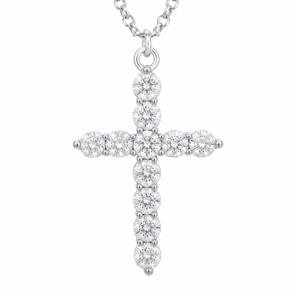 Saffron 1ctw. Moissanite Diamond Cross Pendant Necklace