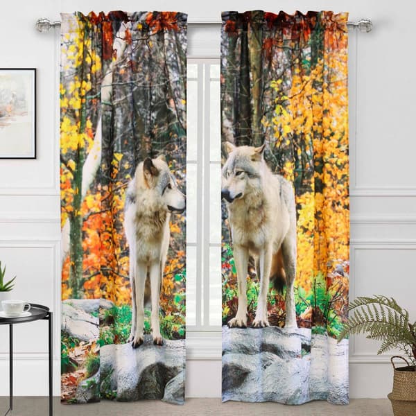 Habitat Photo Reel Wolves Curtain Panel Pair - image 