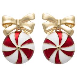 Bow Top Candy Cane Earrings