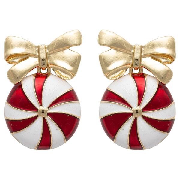 Bow Top Candy Cane Earrings