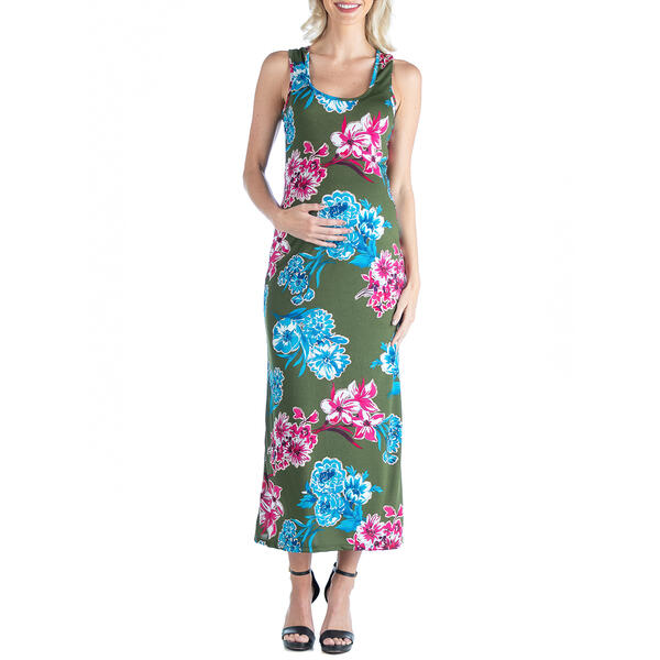 Womens 24/7 Comfort Apparel Floral Racerback Maternity Dress - image 