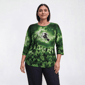 Plus Size OneWorld 3/4 Sleeve Stud Embellished Witch Tee - image 1