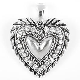 Wearable Art Heart with Crystals Silver Enhancer