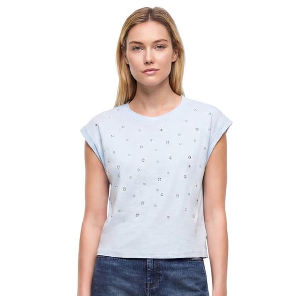 Womens Wildfox Cap Sleeve All Over Rhinestone Nova Tee - image 