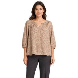 Plus Size Zac & Rachel 3/4 Sleeve Ruffle Neck Melange Sweater