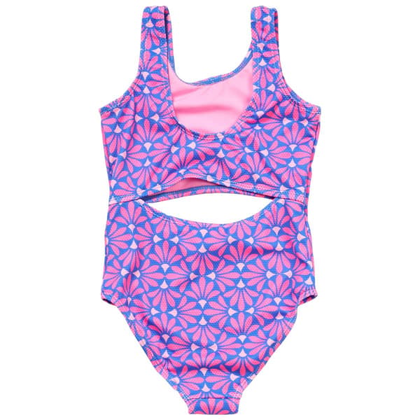 Girls(7-16) Kensie Geo Floral Cutout One Piece Swimsuit
