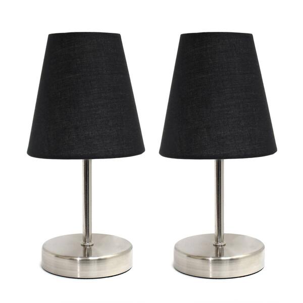 Simple Designs Sand Nickel Mini Basic Table Lamp w/Shade-Set of 2 - image 