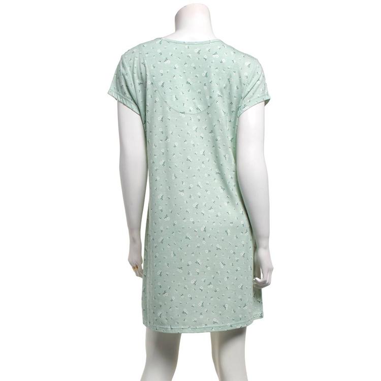 Womens Laura Ashley® Short Sleeve Floral Henley Nightshirt