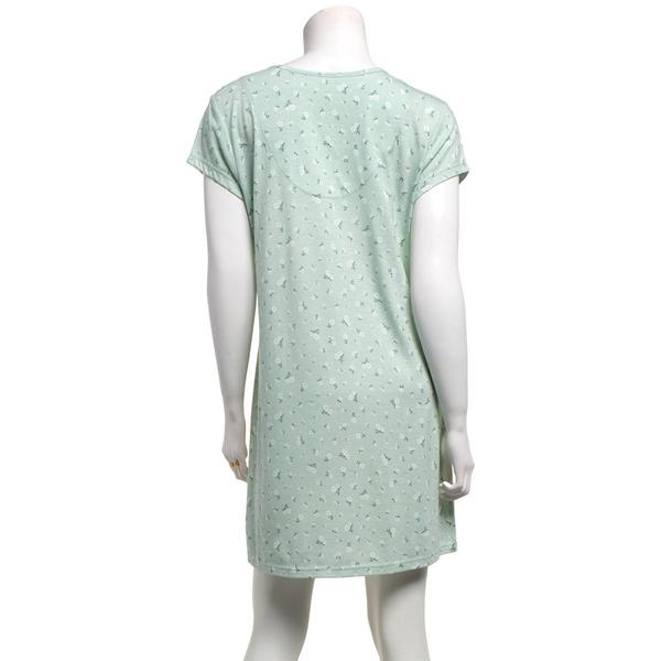 Womens Laura Ashley® Short Sleeve Floral Henley Nightshirt