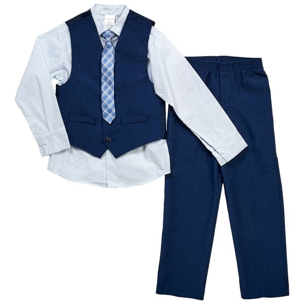 Boys (7-7) Van Heusen(R) Heather Poplin Vest Set - Dark Blue - image 