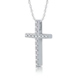 Nova Star® Sterling Silver 1/10ctw  Lab Grown Cross Pendant