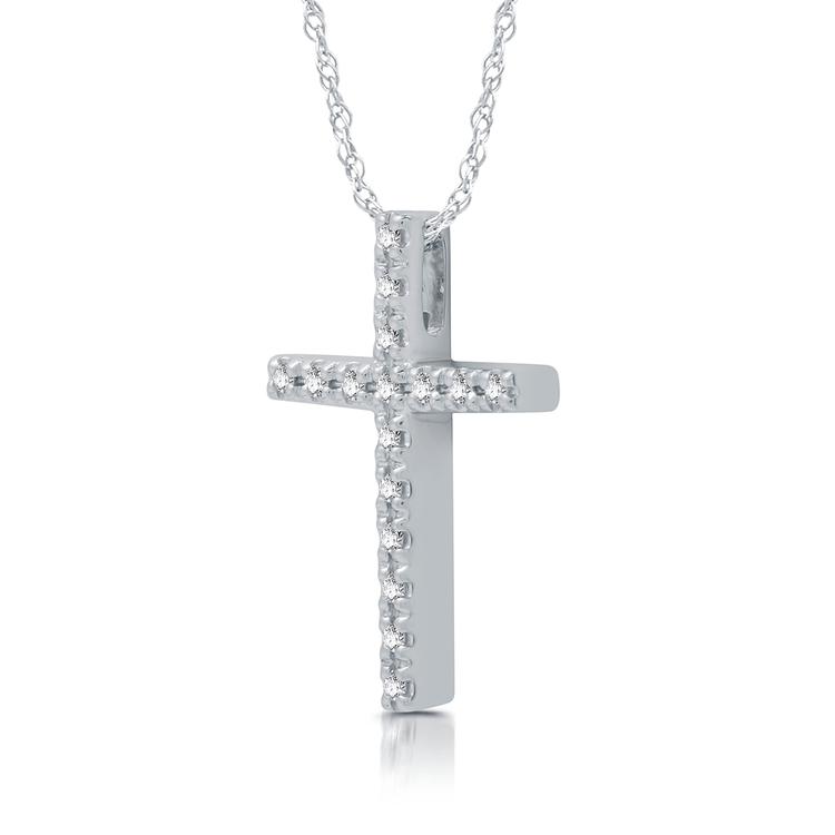 Nova Star® Sterling Silver 1/10ctw  Lab Grown Cross Pendant