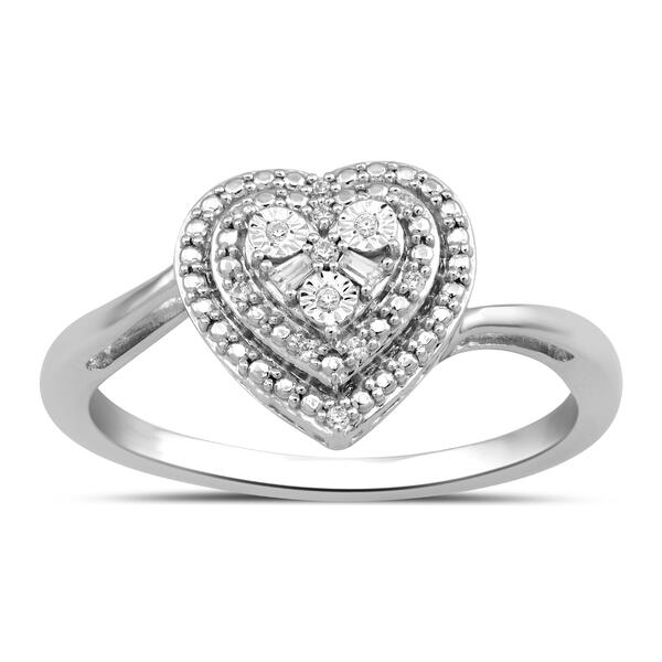 Sterling Silver 1/20cttw. Diamond Heart Ring - image 