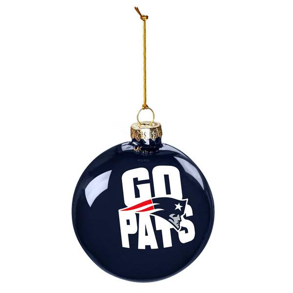 Evergreen New England Patriots Blown Glass Christmas Ornament - image 