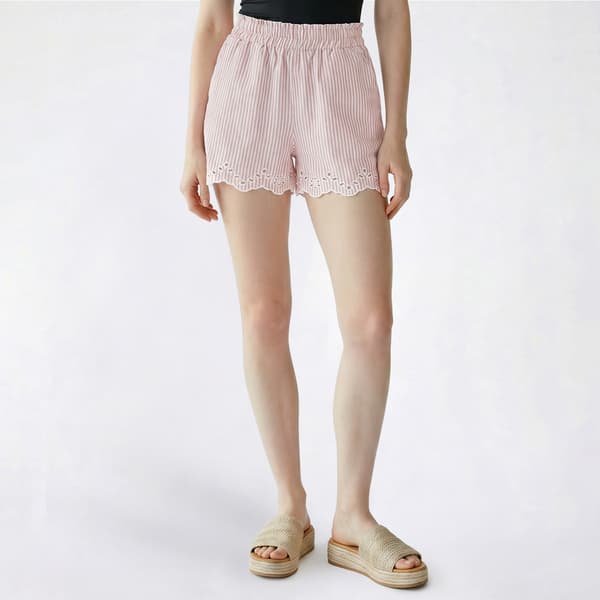 Juniors Wallflower Linen Elastic Waist Eyelet Hem Shorts - image 