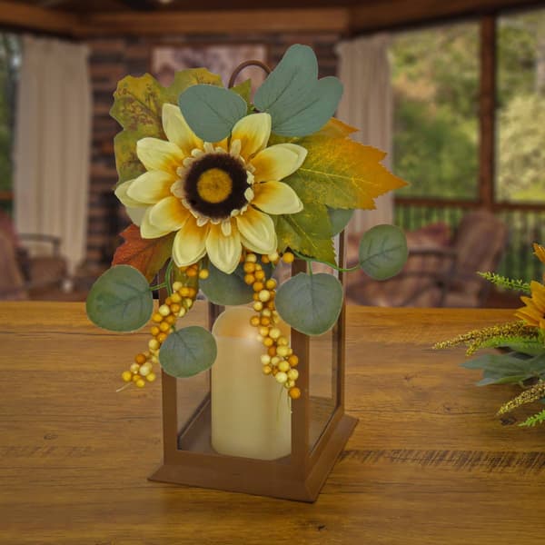 National Tree 13in. Sunflower Harvest Lantern