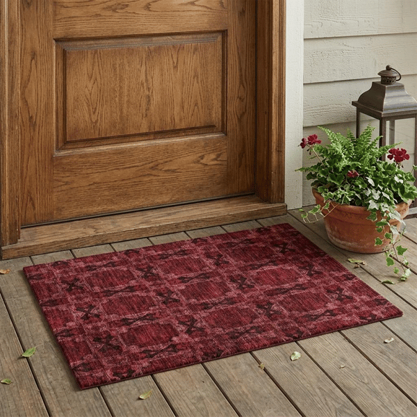 HomeRoots Burgundy & Black Floral Medallion Non Skid Accent Rug - image 