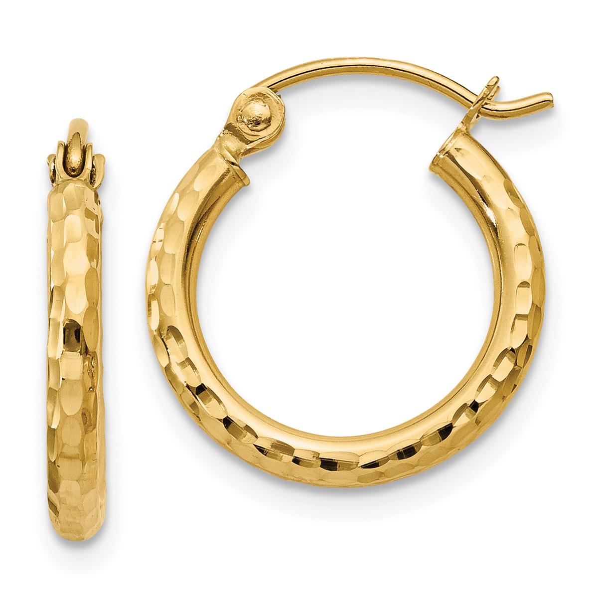 Gold Classics™ 14kt. Gold Diamond Cut 15mm Hoop Earrings