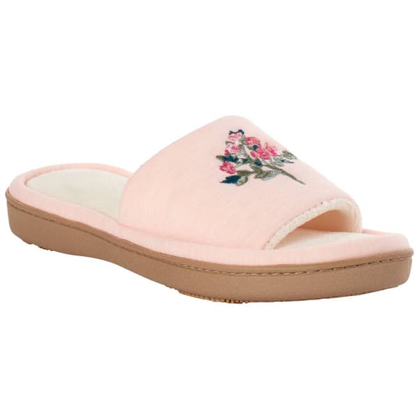 Womens Isotoner Floral Embroidered Slide Slippers