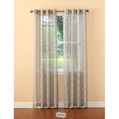 Landon Metallic Embroidered Sheer Grommet Curtain Panel