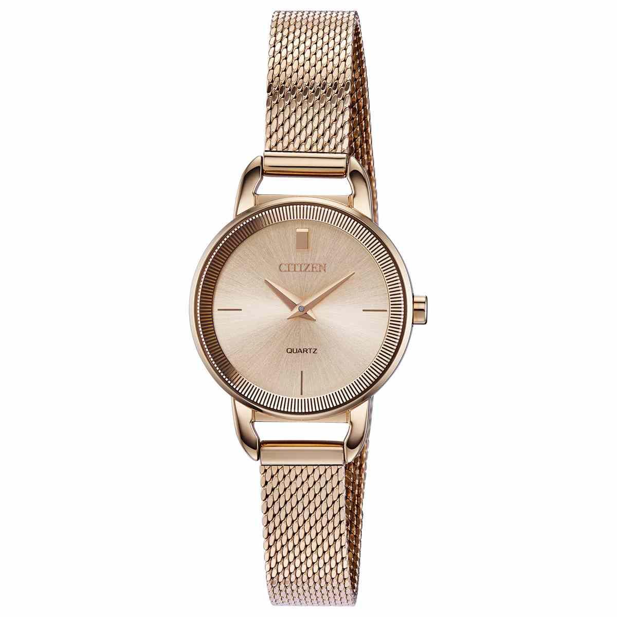 Womens Citizen® Rose-Gold Plated Mesh Bracelet Watch -...