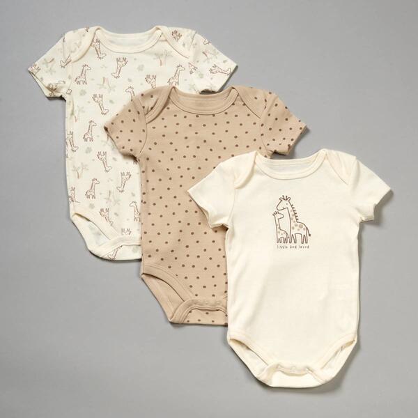 Baby Boy &#40;NB-9M&#41; baby views&#40;R&#41; 3pk. Giraffe Dot Bodysuits - image 