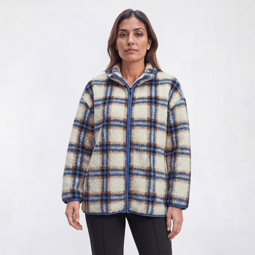 Womens Mountain Ridge Long Sleeve Plaid Sherpa Jacket - image 