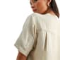 Womens CITY BLUES Short Sleeve Solid Linen Button Down Blouse - image 4