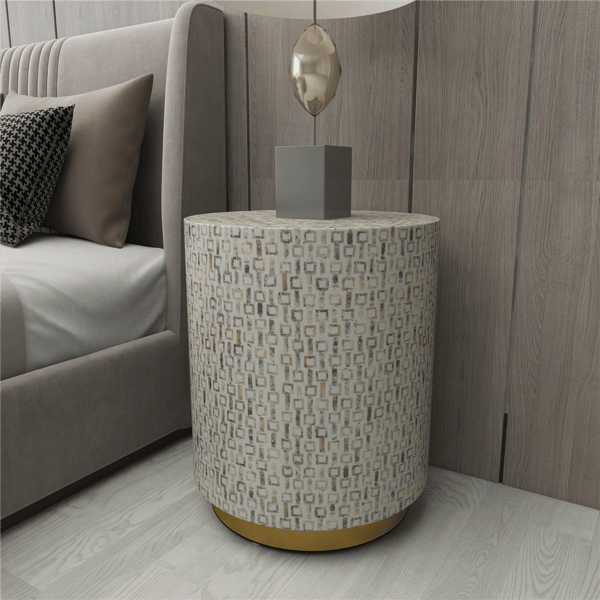 9th & Pike® Contemporary White Mother Of Pearl Shell Accent Table