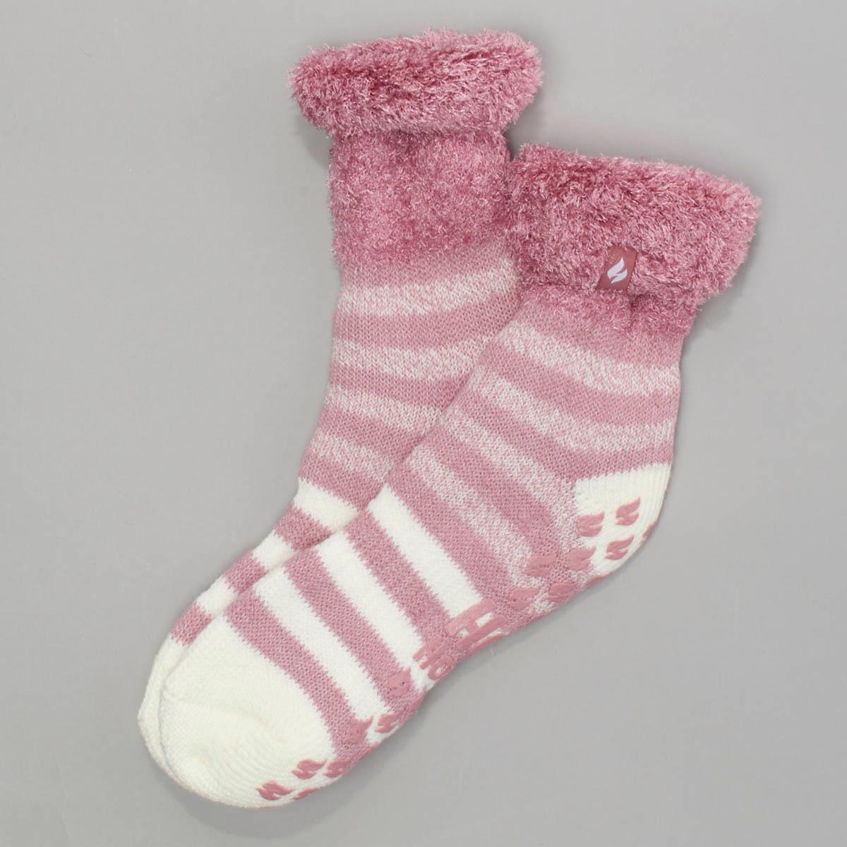 Womens Heat Holders Striped Crew Socks
