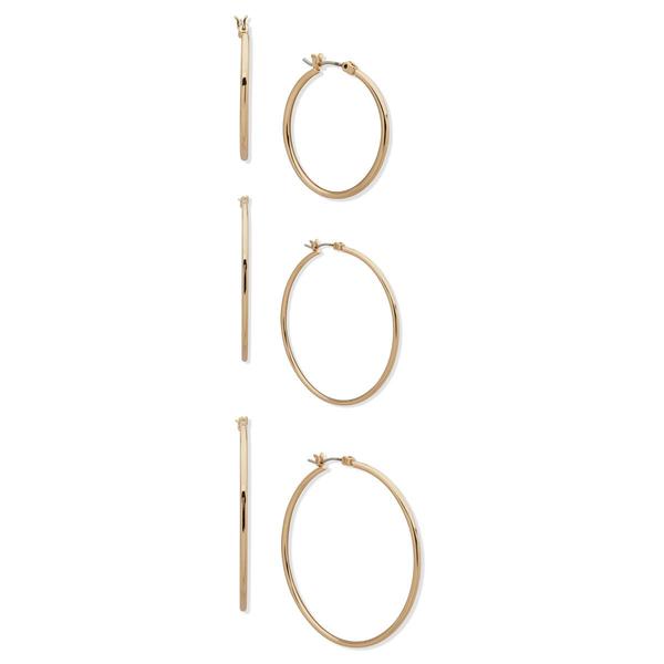Nine West 28mm/34mm/44mm Gold-Tone Hoop Trio Earrings - image 