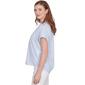 Petite Hearts of Palm Aqua Fresh Short Sleeve Stripe Blouse - image 4