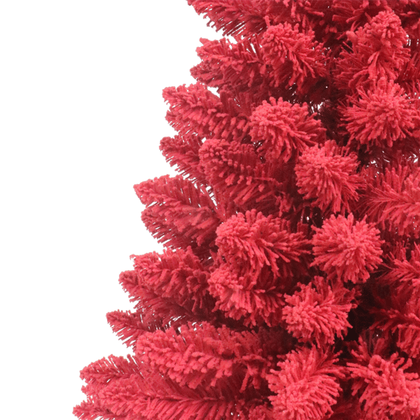 Puleo International 3ft. Pre-Lit Flocked Fashion Red Tree