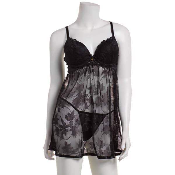 Womens Daisy Fuentes Jacquard Mesh Babydoll - image 