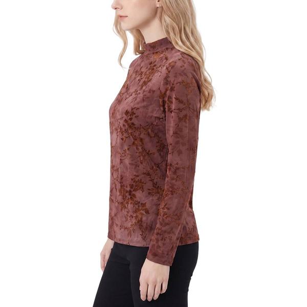 Womens NY Collection Long Sleeve Mock Neck Branch Sweater