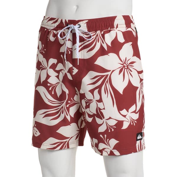 Young Mens Quiksilver Hibiscus Print Volley Shorts - image 