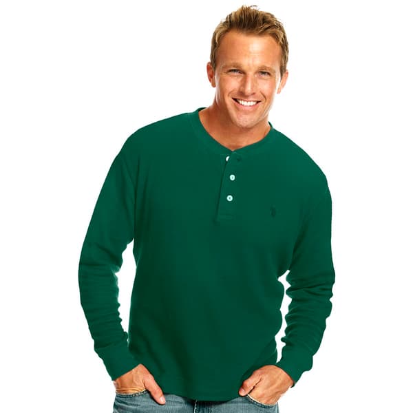 Mens U.S. Polo Assn.&#40;R&#41; Solid Thermal 3 Button Henley