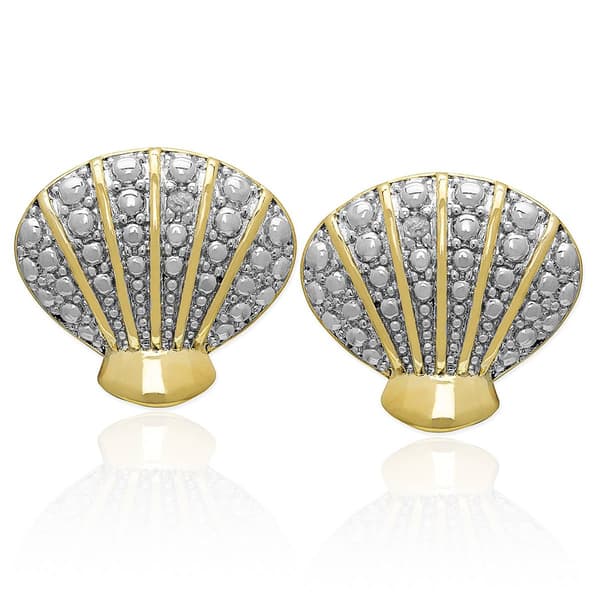 Accents by Gianni Argento Diamond Accent Seashell Stud Earrings - image 