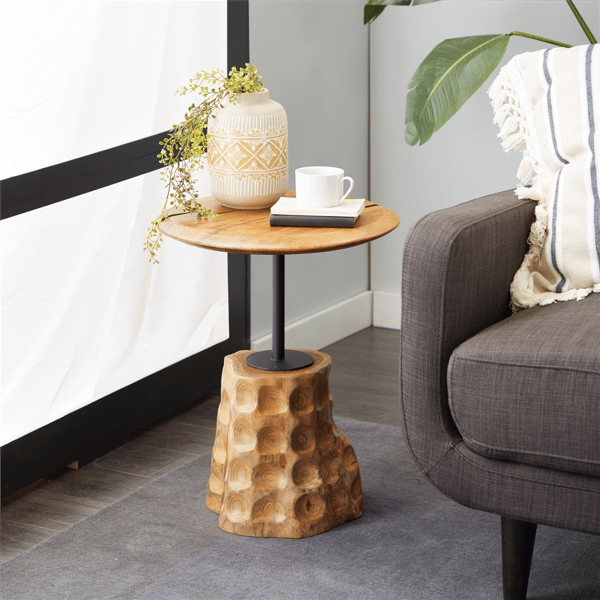 9th & Pike® Contemporary Brown Teak Wood Accent Table