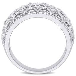 Sterling Silver 1/10ct Diamond Wide Band Eternity Ring
