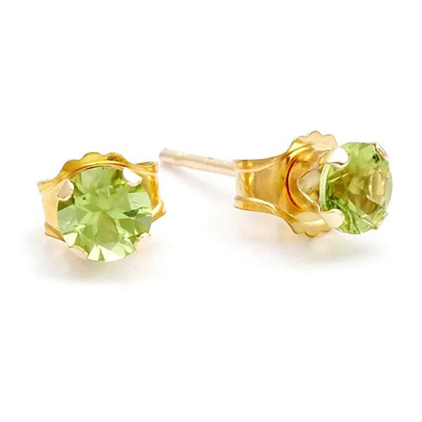 10kt. Gold 4mm Peridot Stud Earrings - image 